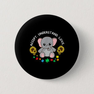 Akzeptieren Sie Liebe Elephant Cool Autismus Aware Button