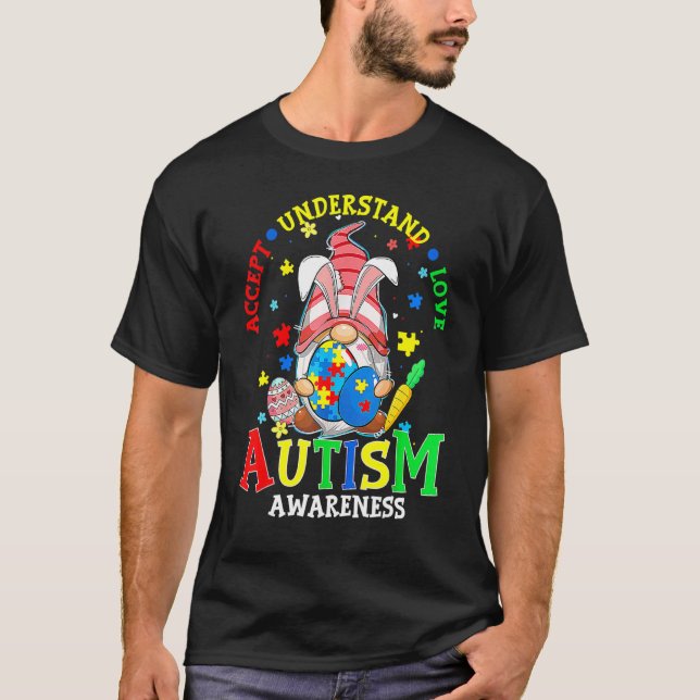 Akzeptieren Sie Liebe Gnome Autismus Bewusstsein O T-Shirt (Vorderseite)