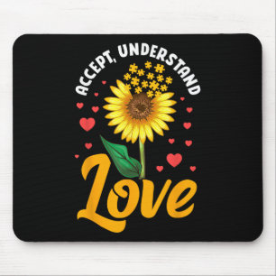 Akzeptieren Sie Liebe Sonnenblumenautismus Bewusst Mousepad