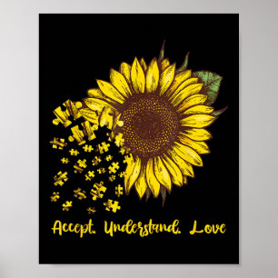 Akzeptieren Sie Liebe Sonnenblumenautismus Bewusst Poster