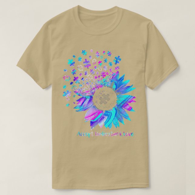 Akzeptieren Sie Liebe Sonnenblumenautismus Bewusst T-Shirt (Design vorne)