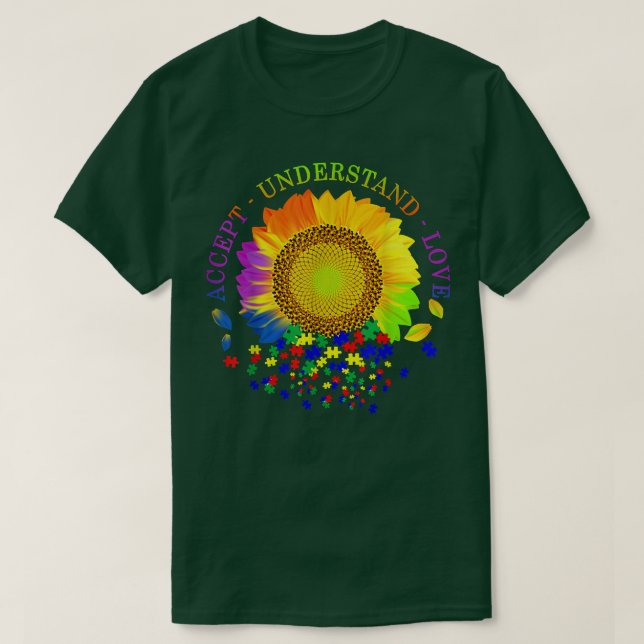 Akzeptieren Sie Liebe Sonnenblumenautismus Bewusst T-Shirt (Design vorne)