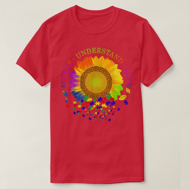 Akzeptieren Sie Liebe Sonnenblumenautismus Bewusst T-Shirt (Design vorne)