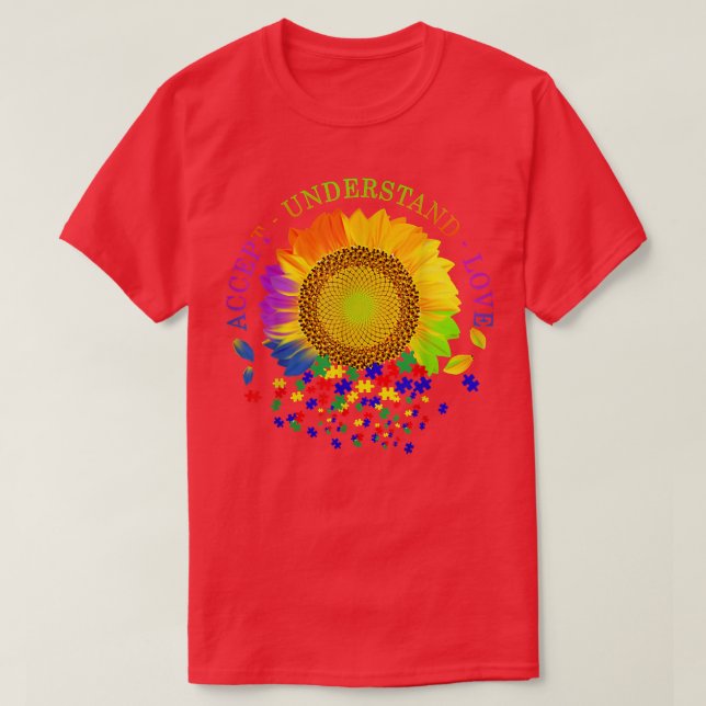 Akzeptieren Sie Liebe Sonnenblumenautismus Bewusst T-Shirt (Design vorne)