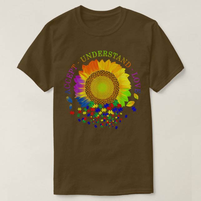 Akzeptieren Sie Liebe Sonnenblumenautismus Bewusst T-Shirt (Design vorne)