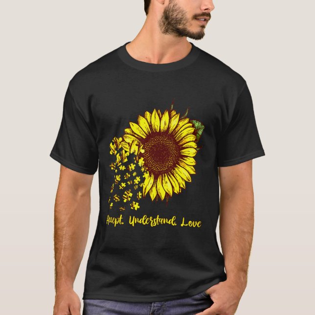 Akzeptieren Sie Liebe Sonnenblumenautismus Bewusst T-Shirt (Vorderseite)