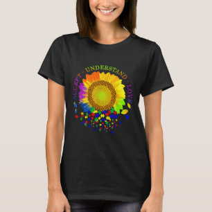 Akzeptieren Sie Liebe Sonnenblumenautismus Bewusst T-Shirt