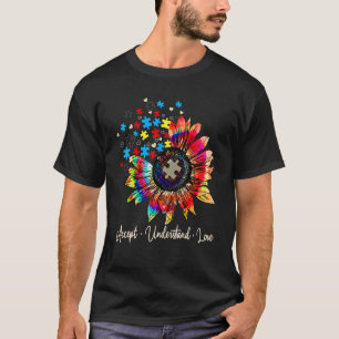 Akzeptieren Sie Liebe Sonnenblumenpuzzle Autism Aw T-Shirt