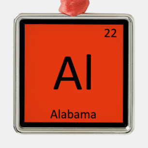 Al - Alabama State Chemie Periodensystem Symbol Ornament Aus Metall