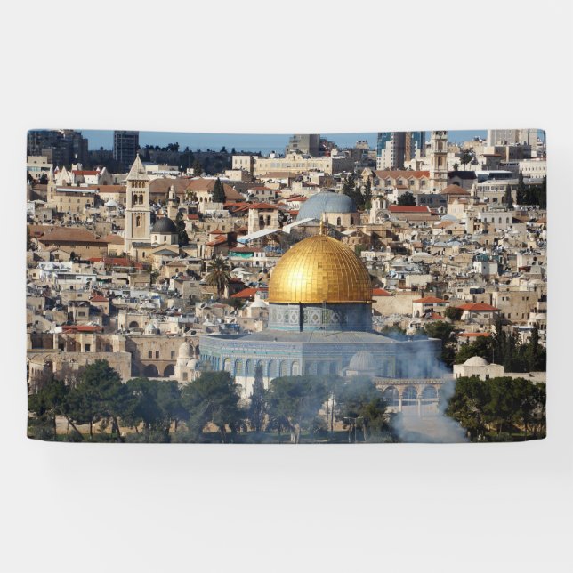 Al Aqsa Jerusalem Kuppel von Rock Palestine Artwor Banner (Horizontal)