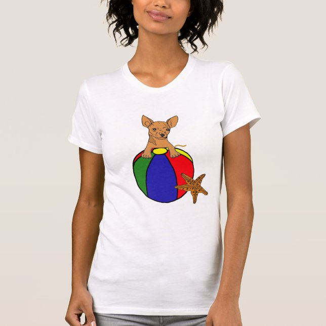 AL Chihuahua auf einem Wasserball Shirt (Vorderseite)