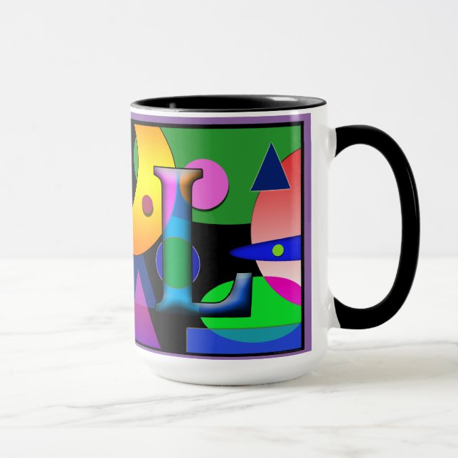 "AL"-Monogramm Kaffee-Tasse 15 oz Tasse (Rechts)