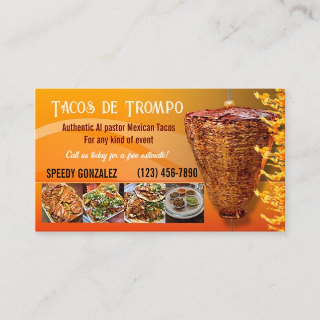 Al Pastor Tacos Business Cards Visitenkarte (Vorderseite)