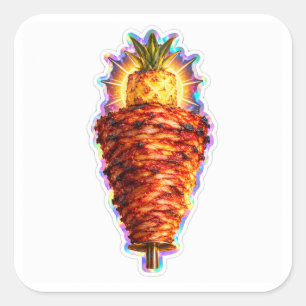 Al Pastor Trompo mit Ananas-Sonne Quadratischer Aufkleber