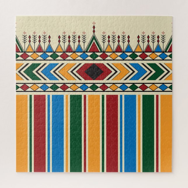 Al-Qatt Al-Asiri inspirierte geometrische Muster. Puzzle (Vertikal)