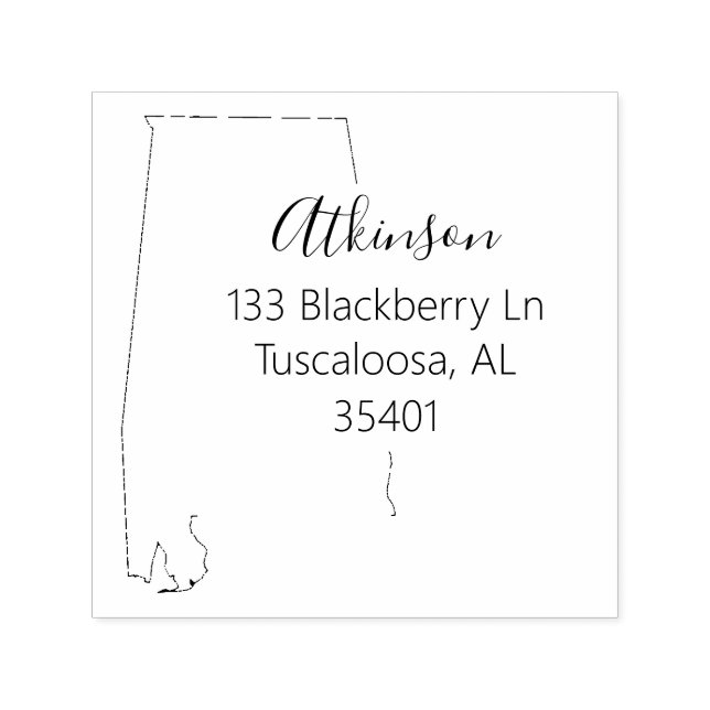 AL | Staat der Briefmarke Alabama Rücksendeadresse Permastempel (Design)