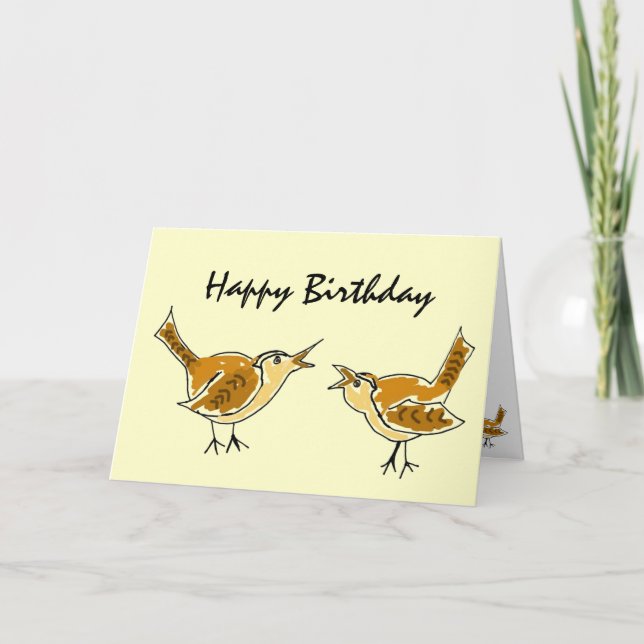 AL- Wren Happy Birthday Card Karte (Vorderseite)