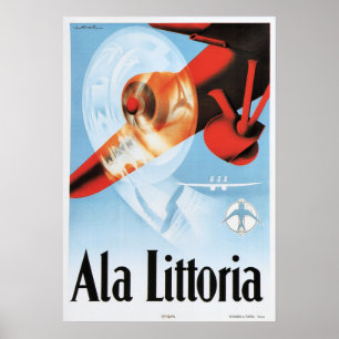 ALA LITTORIA Airlines Vintag Italien Reiseplakat Poster