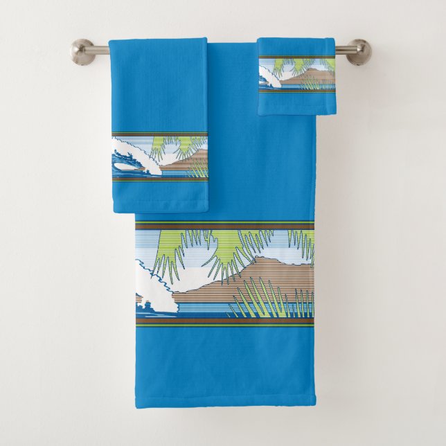 Ala Moana Diamant-Kopf-hawaiisches Badhandtuch Set (Insitu)