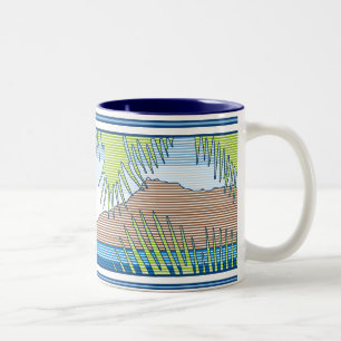 Ala Moana Diamond Head Hawaiian Surf Schild Zweifarbige Tasse
