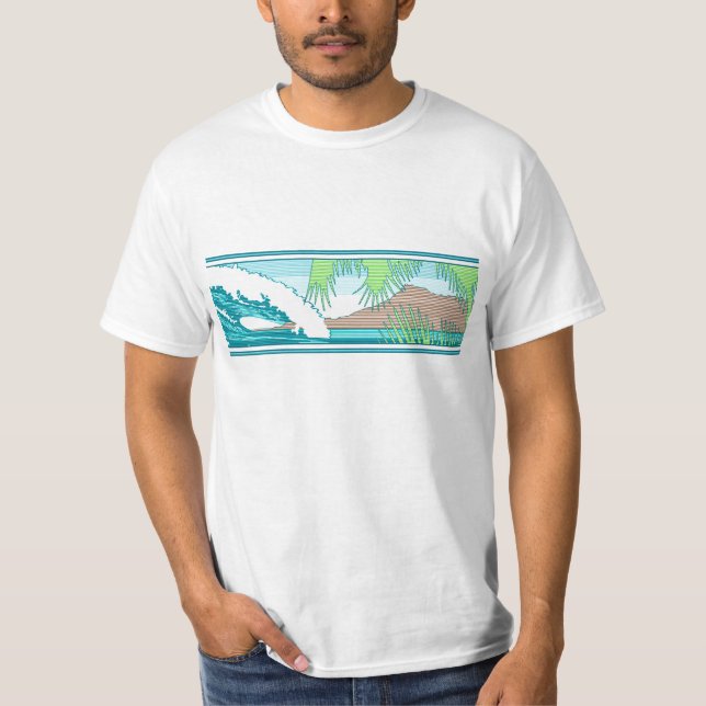Ala Moana Diamond Head Hawaiian Surf Sign T-Shirt (Vorderseite)
