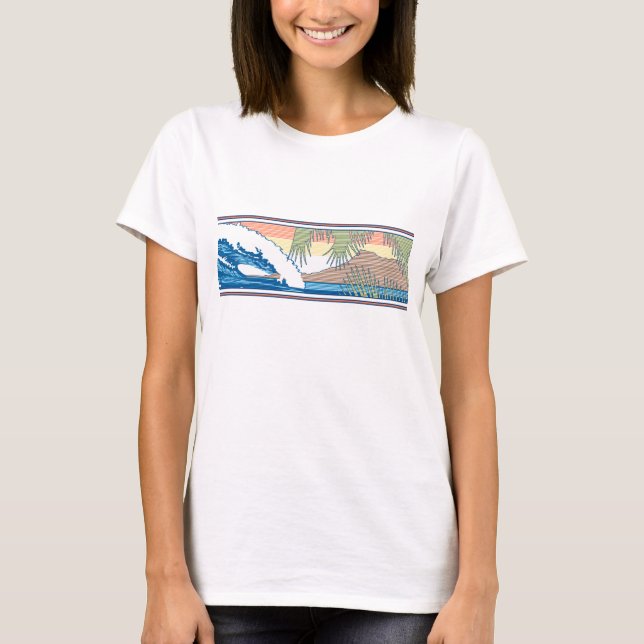 Ala Moana Diamond Head Hawaiian Surf Sign T-Shirt (Vorderseite)