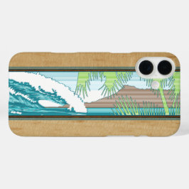 Ala Moana Hawaiian Imitate Koa Wood Surf Sign Case