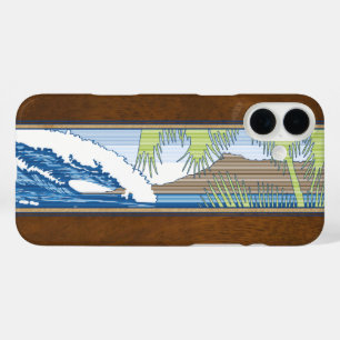 Ala Moana Hawaiian Imitate Koa Wood Surf Sign Case