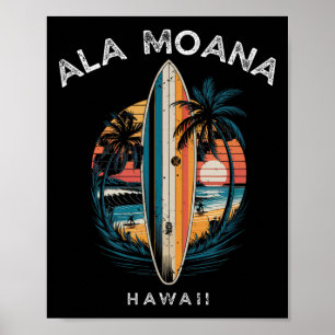 Ala Moana Strand Hawaii Männer Frauen Surfen  Poster