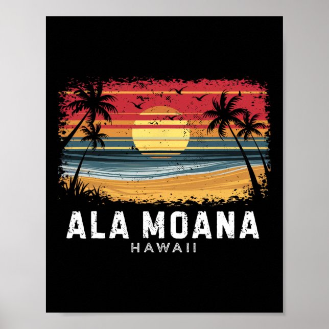 Ala Moana Strand Hawaii Surfbrett Strand  Poster (Vorne)