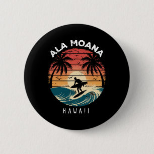 Ala Moana Strand Hawaii Surfbrett Wellen Strand Button