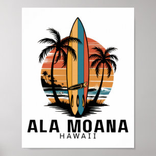Ala Moana Strand Hawaii Surfen Surfer _1  Poster