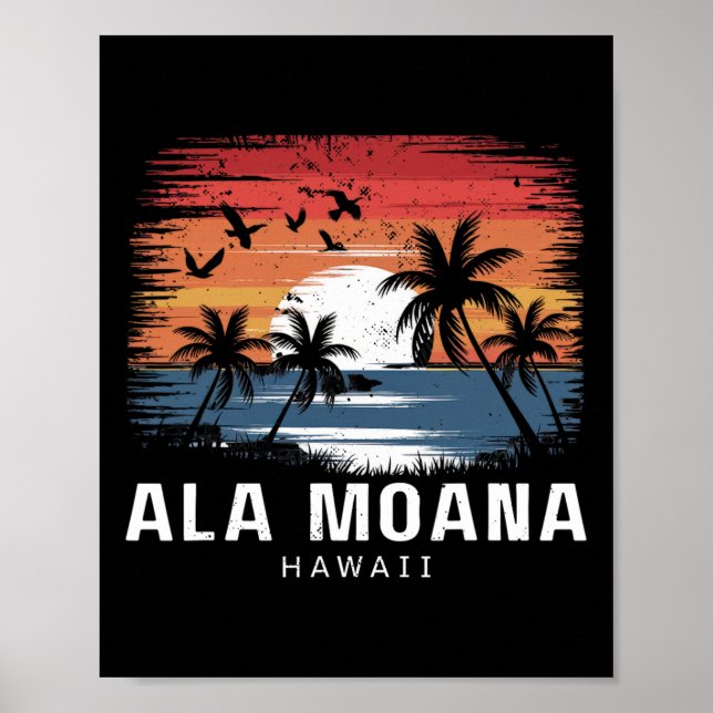 Ala Moana Strand Hawaii Surfen Surfer  Poster (Vorne)