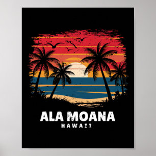 Ala Moana Strand Hawaii Surfer Palme Souvenir Poster