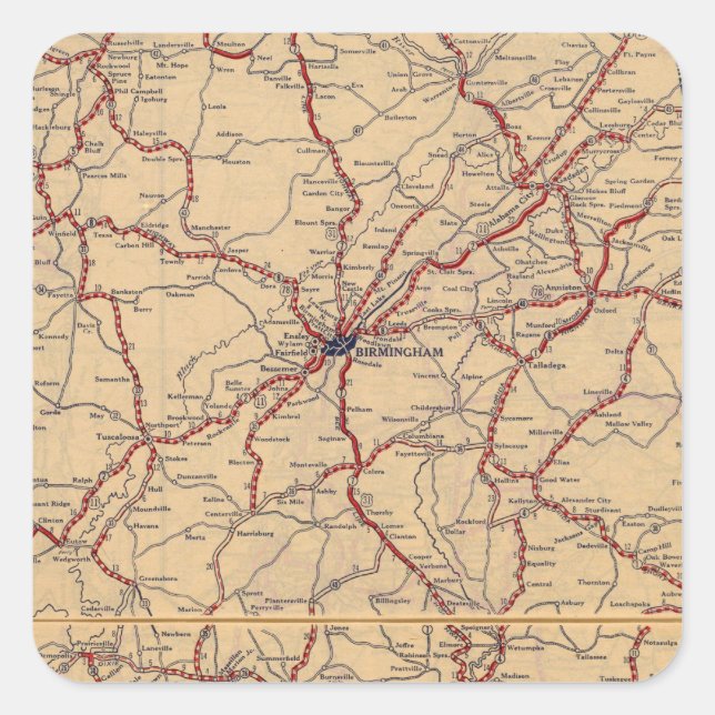 Alabama 4 quadratischer aufkleber (Vorderseite)