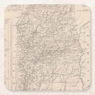 Alabama 6 rechteckiger pappuntersetzer