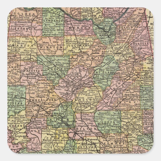 Alabama 7 quadratischer aufkleber (Vorderseite)