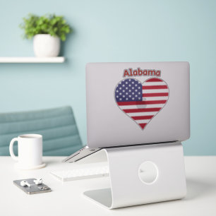 Alabama American Flag Heart Aufkleber