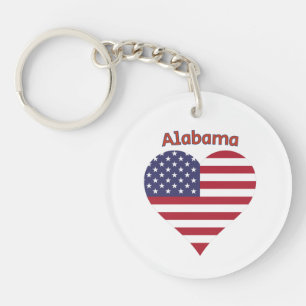 Alabama American Flag Heart Schlüsselanhänger