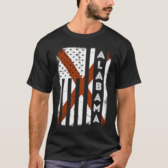 Alabama American Flag Home State of Alabama Flag T-Shirt (Vorderseite)