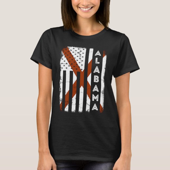 Alabama American Flag Home State of Alabama Flag T-Shirt (Vorderseite)