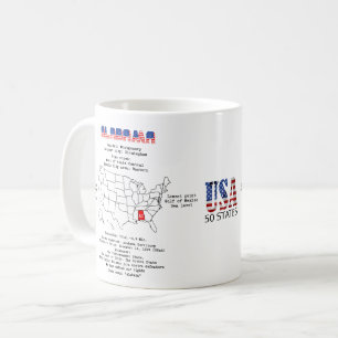Alabama American Staat auf der Karte und nützliche Kaffeetasse