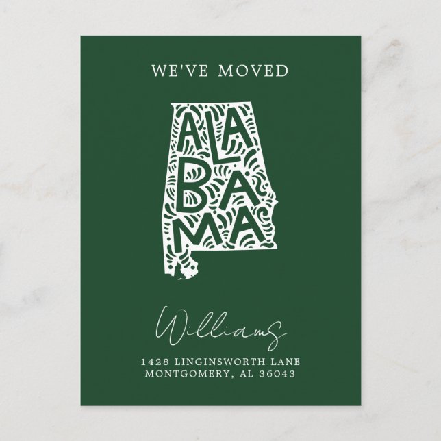 ALABAMA | Änderung unserer Adresse Postkarte (Vorderseite)
