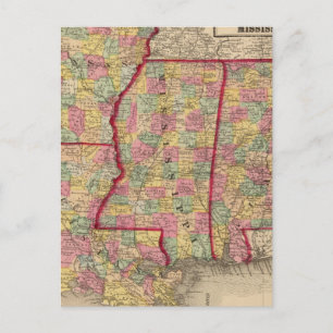 Alabama, Arkansas, Louisiana und Mississippi 2 Postkarte