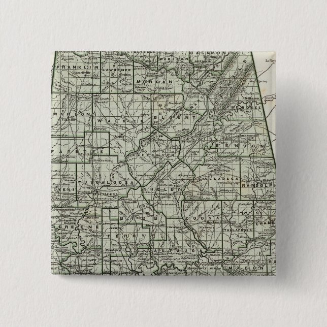Alabama Atlas Karte Button (Vorderseite)