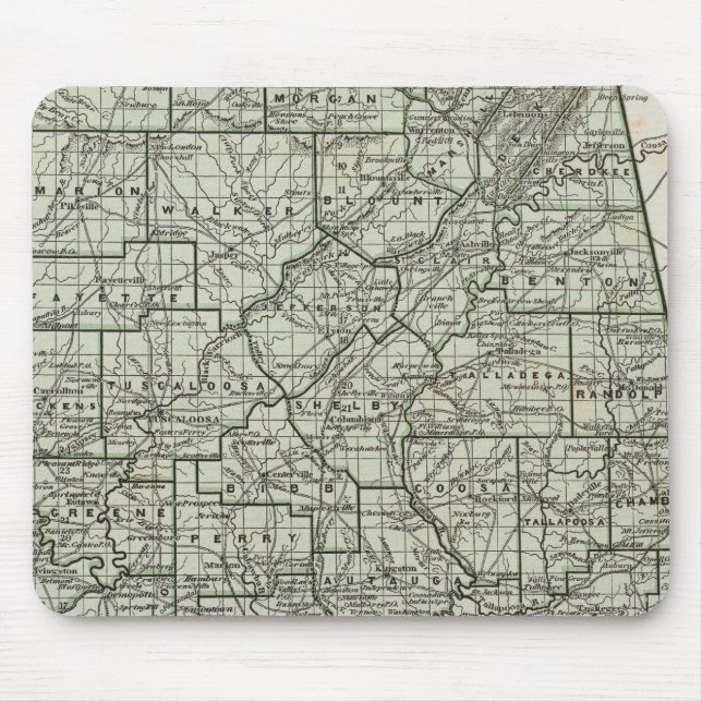 Alabama Atlas Karte Mousepad (Vorne)