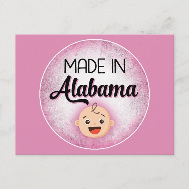 Alabama Baby Funny Pink New Girl Postcard Postkarte (Vorderseite)