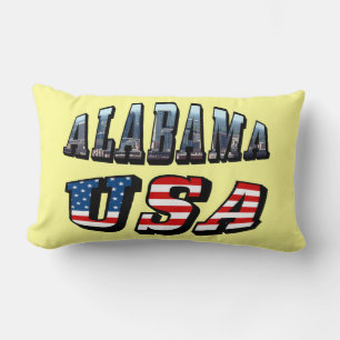 Alabama Bild und USA-Flagge-Schriftart Lendenkissen