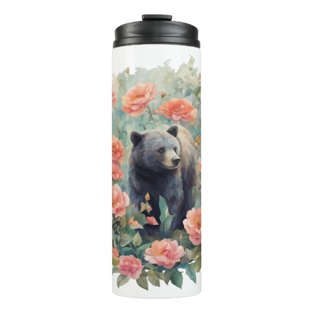 Alabama Black Bear Cub Surrounded by Camellia Thermosbecher (Vorderseite)