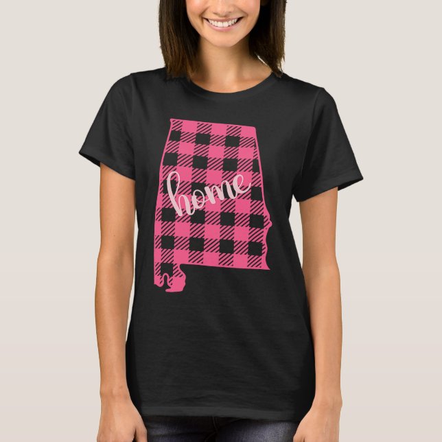 Alabama Buffalo Plaid Home State Country Pink Plai T-Shirt (Vorderseite)